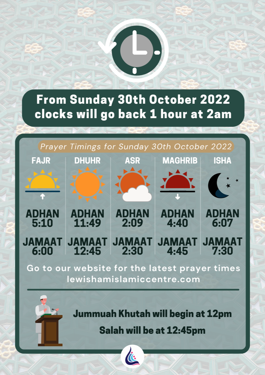 LIC Latest Updates - Clocks Go Back - Lewisham Islamic Centre